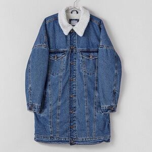 ZumZup 2XL Sherpa Fleece Lined Denim Longline Jacket